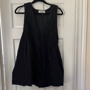 Black Sleeveless V-Neck Denim Romper